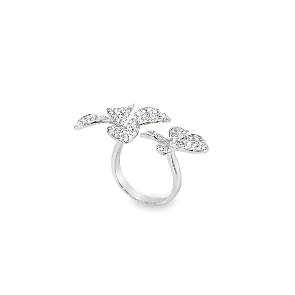 Afarin Collection Pavé Diamond Flower Ring in 18 Karat White Gold - Image 1 of 10