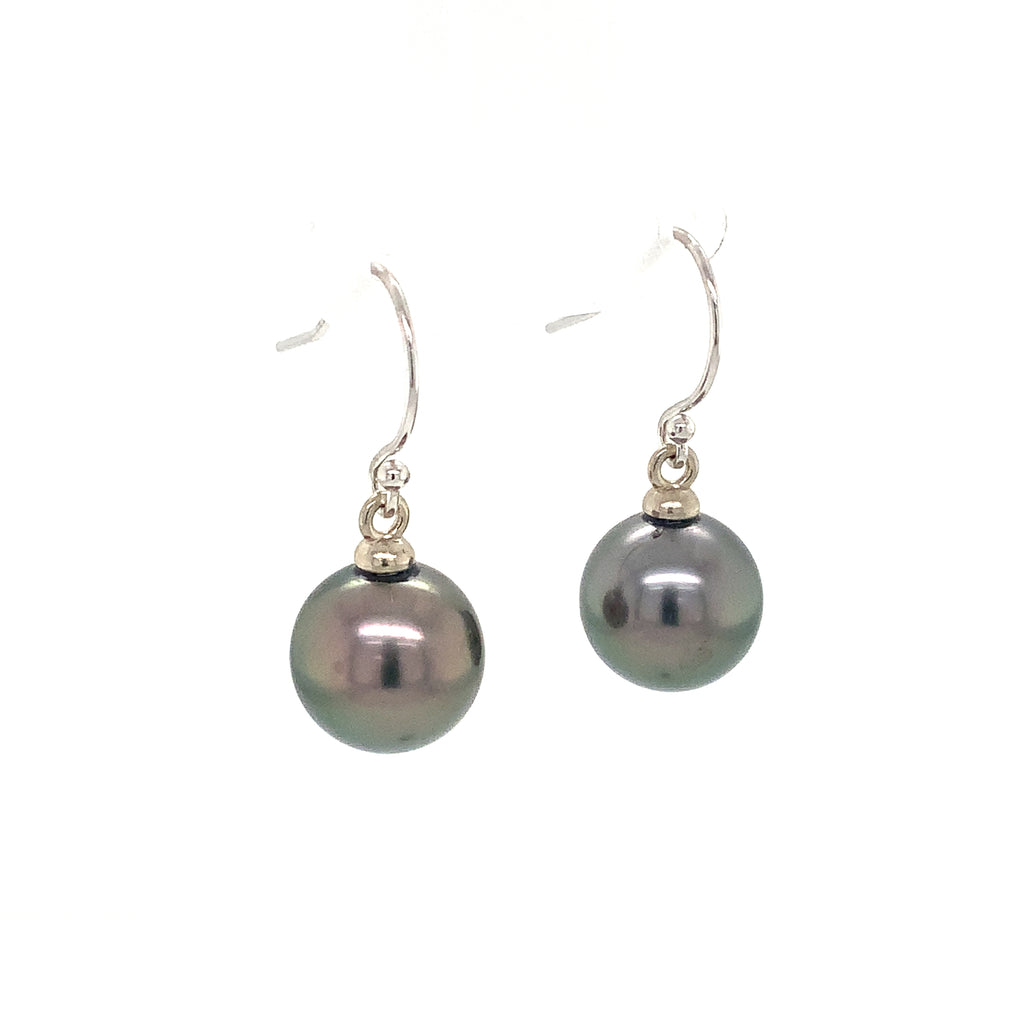 Tahitian South Sea Pearl Drop Earrings Set in 14K White Gold - Image 2 of 6
