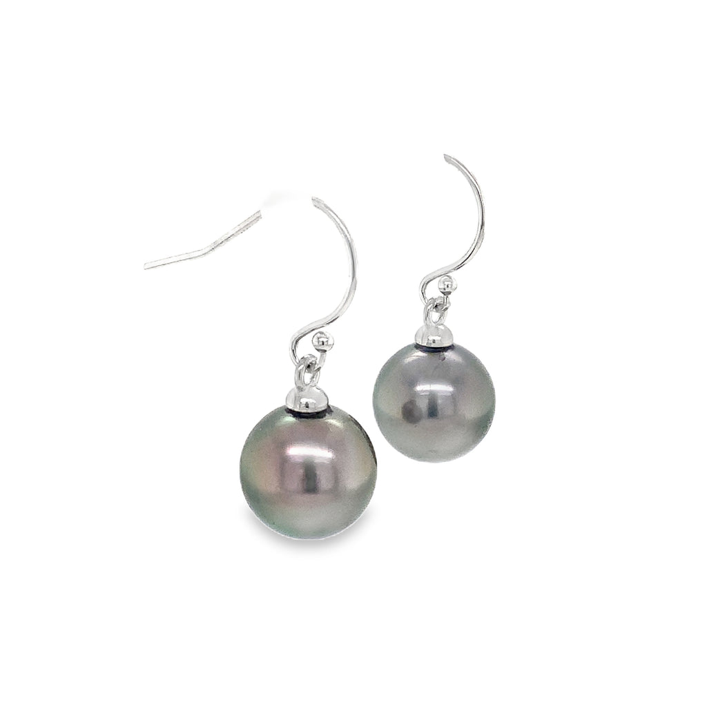 Tahitian South Sea Pearl Drop Earrings Set in 14K White Gold - Image 3 of 6
