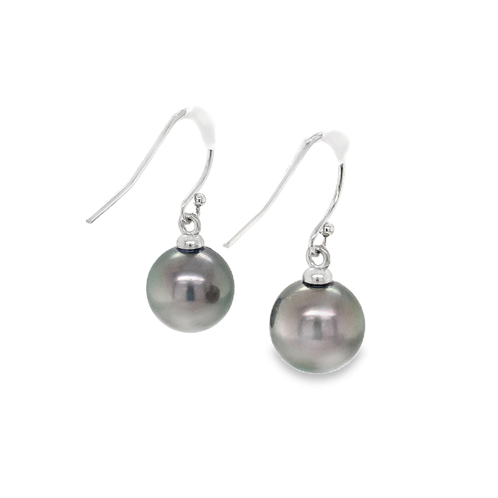 Tahitian South Sea Pearl Drop Earrings Set in 14K White Gold - Image 4 of 6