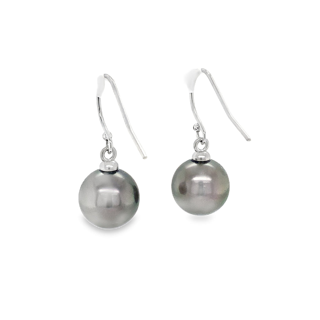 Tahitian South Sea Pearl Drop Earrings Set in 14K White Gold - Image 5 of 6