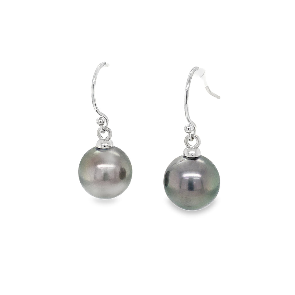 Tahitian South Sea Pearl Drop Earrings Set in 14K White Gold - Image 6 of 6