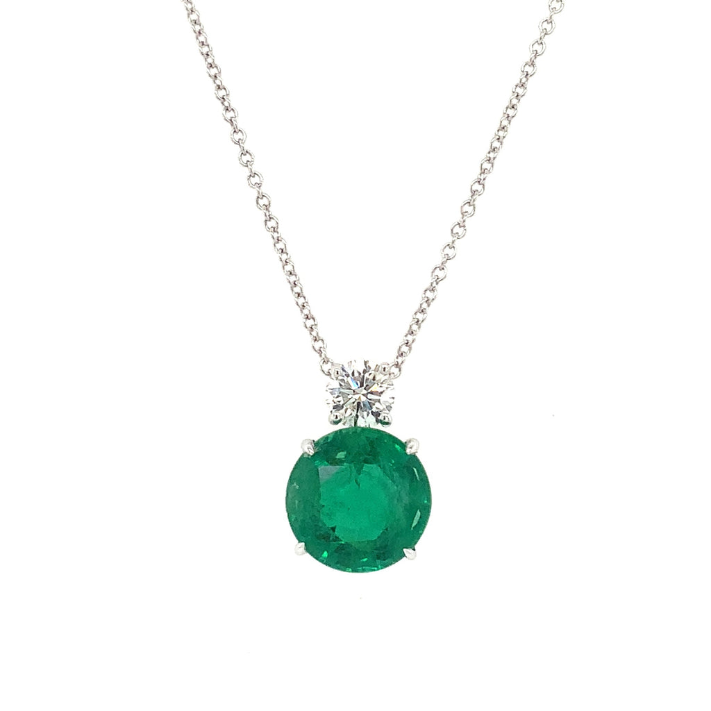David Kord Classic Emerald and Diamond Pendant set in 18K White Gold - Image 2 of 8