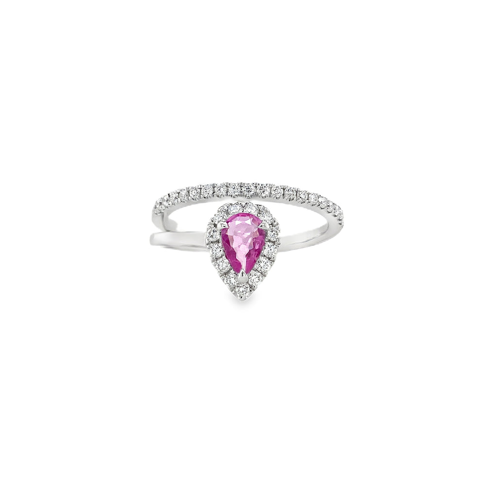 Roman+Jules Pink Sapphire and Diamond Right hand Ring set in 14K White Gold - Image 1 of 6