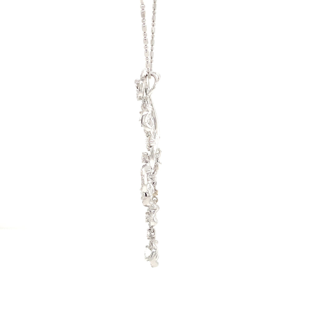 One of A Kind Diamond Swirl Design with 5 halo and Pave diamond pendant fashioned in 18K White Gold. - Image 2 of 4