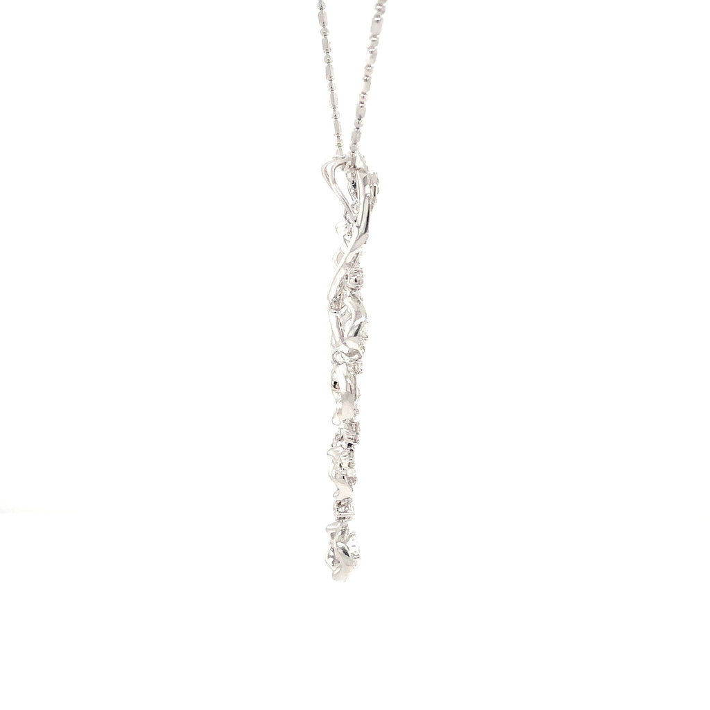 One of A Kind Diamond Swirl Design with 5 halo and Pave diamond pendant fashioned in 18K White Gold. - Image 4 of 4