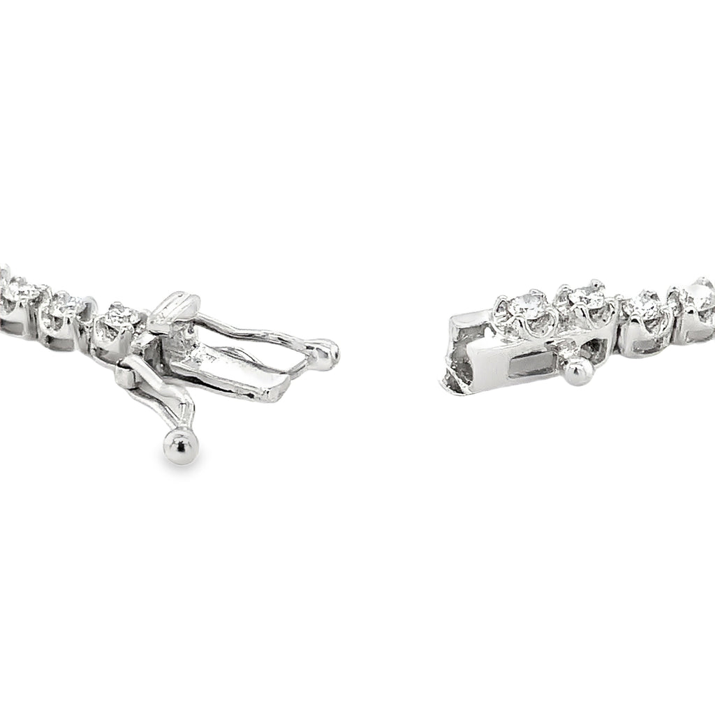 Roman + Jules Oval Shape Natural Ruby and Diamond Straight Line Bracelet Set in 14K White Gold. - Image 3 of 5