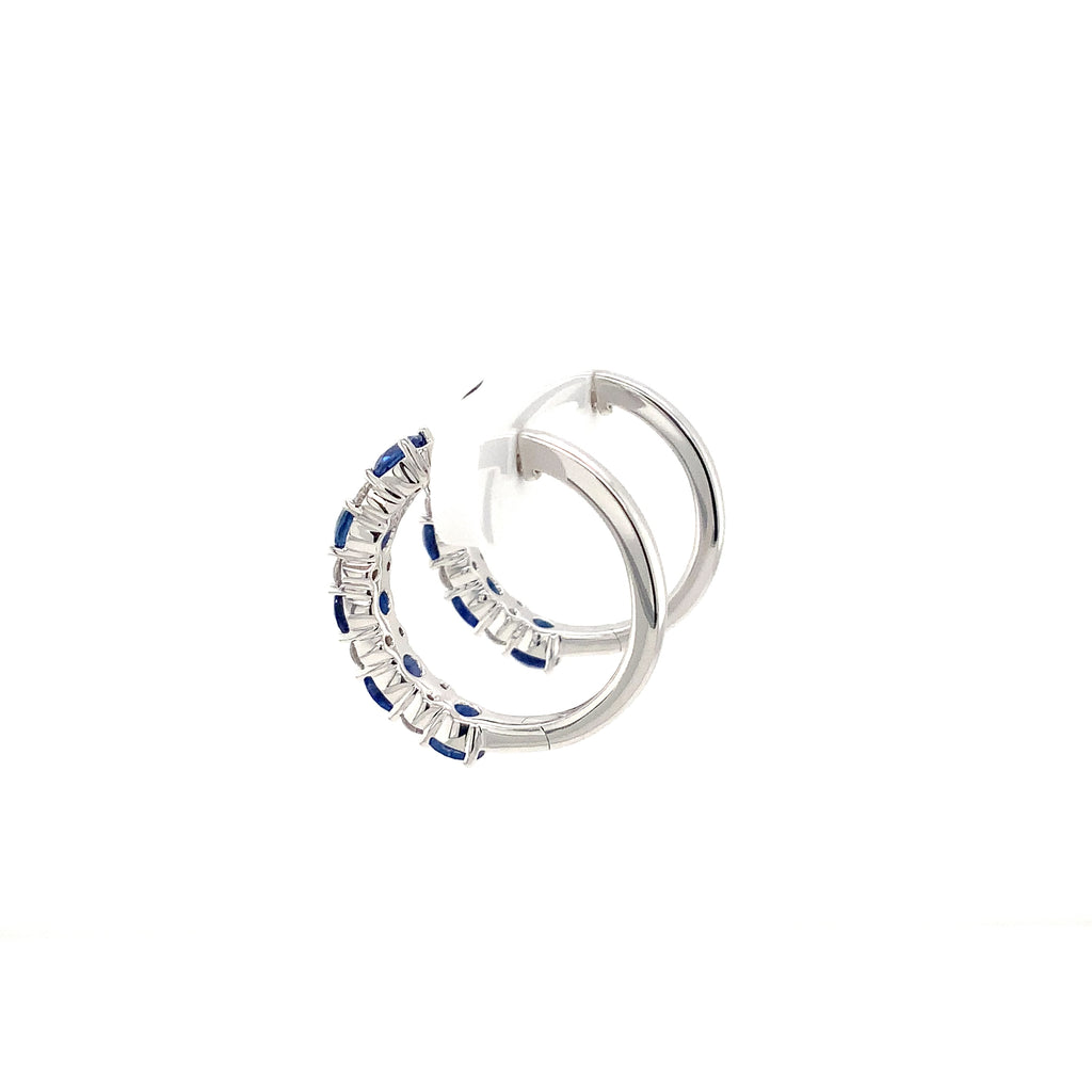 Roman+Jules Blue Sapphire Hoop Earrings in 14K White Gold - Image 3 of 5