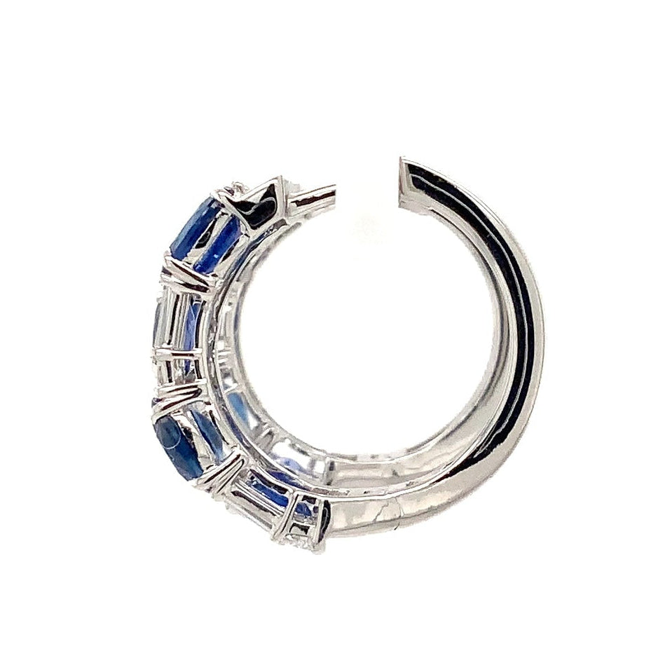 Roman & Jules Sapphire and Diamond Small Hoop set in 14K White Gold - Image 3 of 6