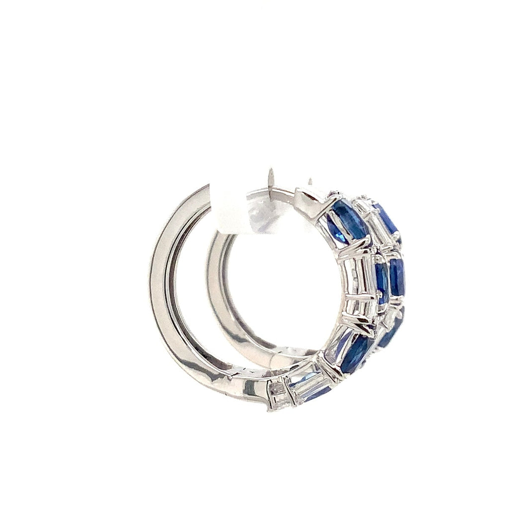 Roman & Jules Sapphire and Diamond Small Hoop set in 14K White Gold - Image 5 of 6