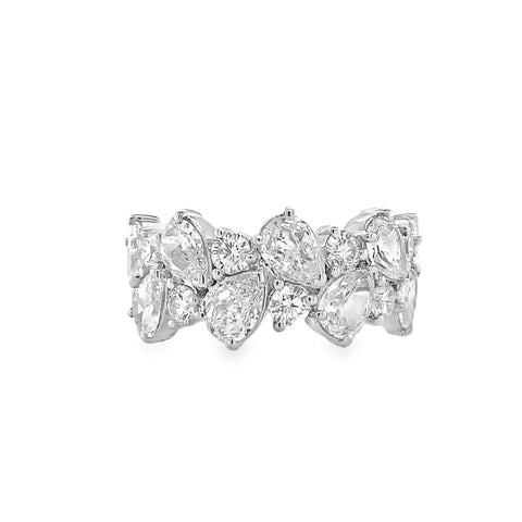 Crisscut Designs Round Brilliant Diamond and Pear Shaped Diamond Band fashioned in 18 kt White Gold. - Image 1 of 4