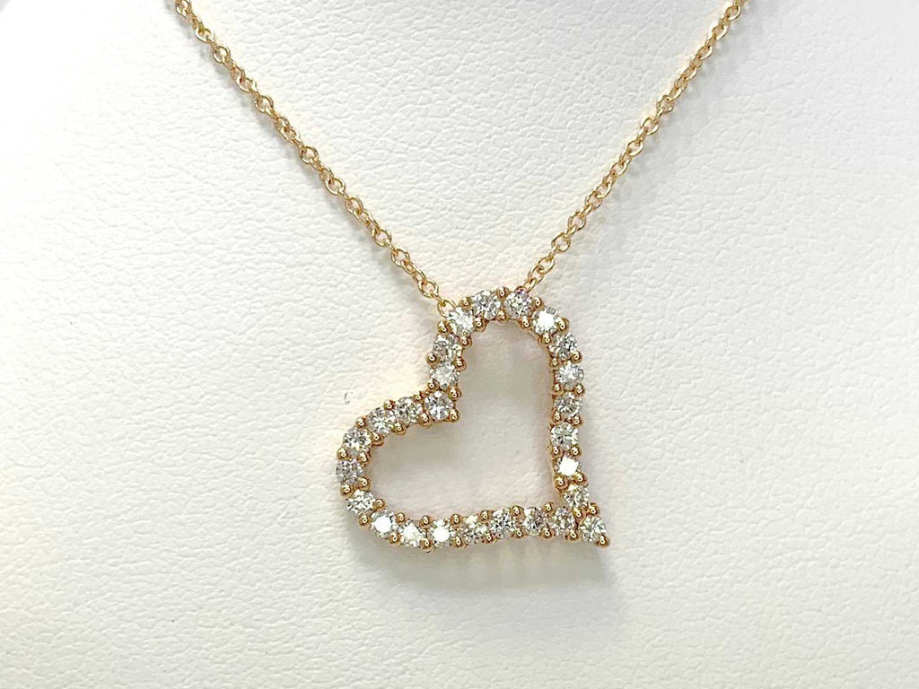 Shared Prong Diamond Open Heart Sideways Pendant 18K YellowGold - Image 6 of 6