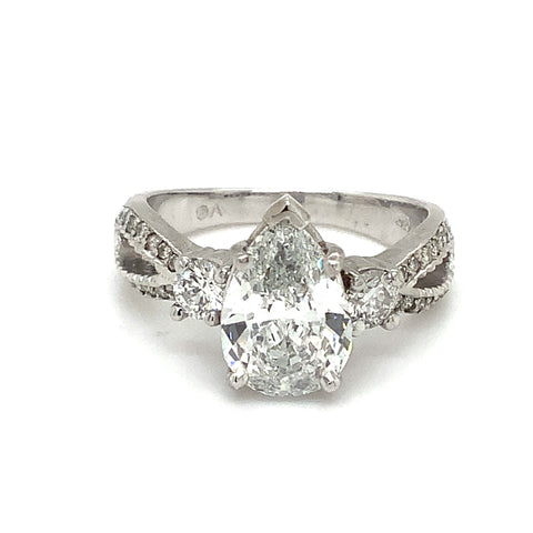 Impressive Pear shape Diamond Ring set in 14 kt White Gold 2.83 cts t.w. - Image 1 of 6