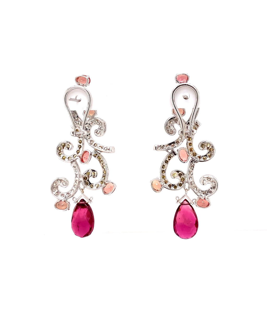 Contessa Statement Necklace and Earring set, Diamonds, Padparashas, Pink Tourmaline in 18 kt White Gold - Image 7 of 7