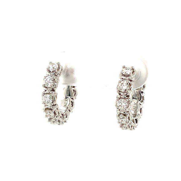 A Link Collection Classic Small Diamond Hoop Earring set in 18K White Gold