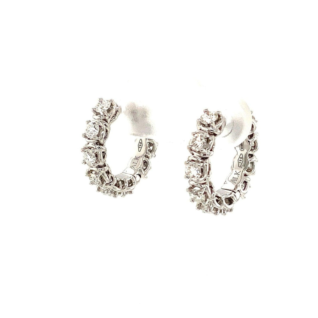 A Link Collection Classic Small Diamond Hoop Earring set in 18K White Gold