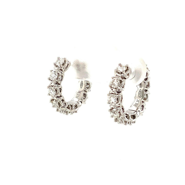 A Link Collection Classic Small Diamond Hoop Earring set in 18K White Gold
