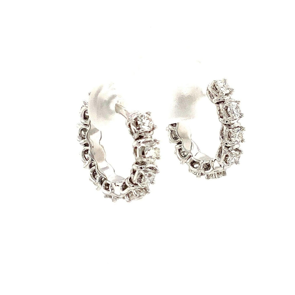 A Link Collection Classic Small Diamond Hoop Earring set in 18K White Gold