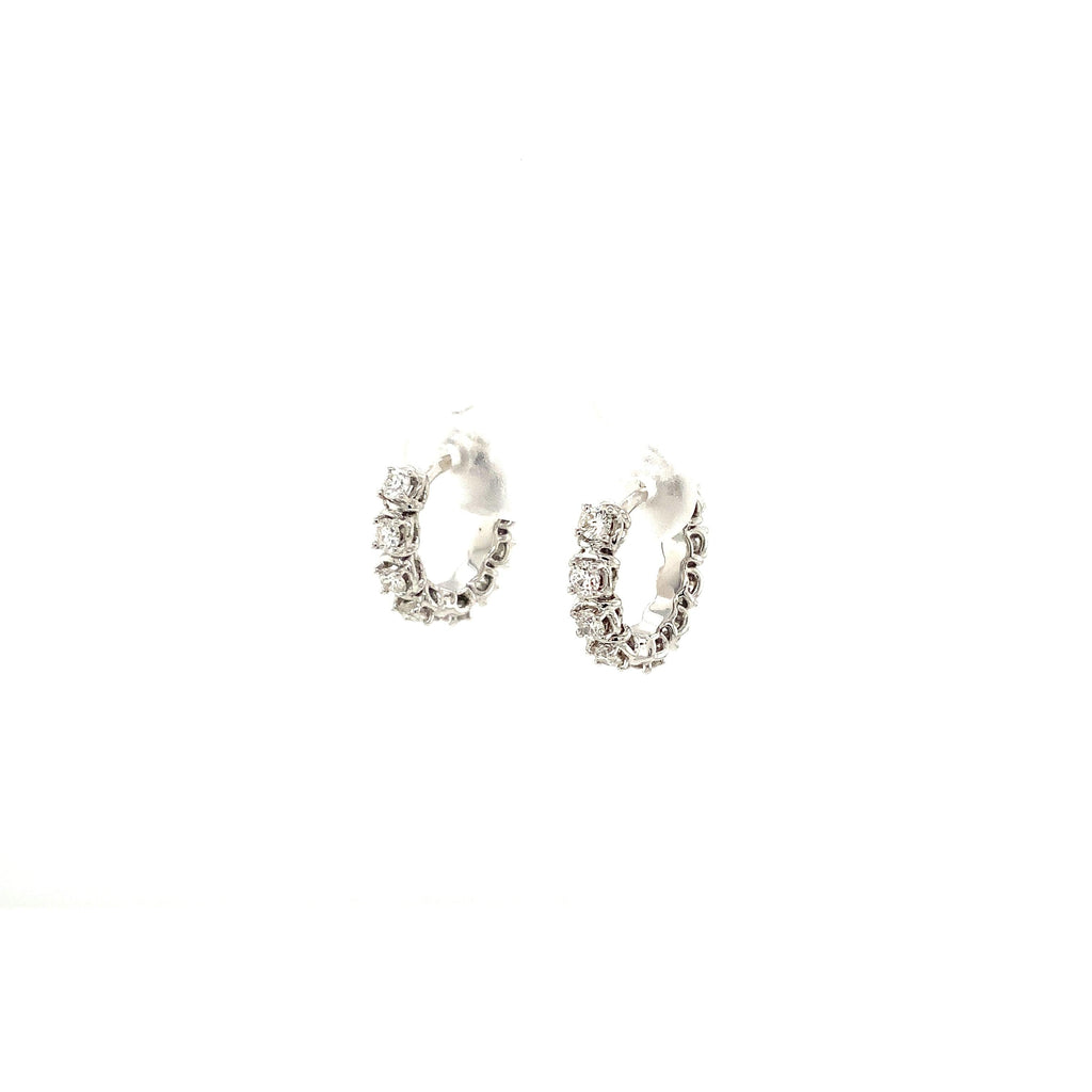 A Link Collection Classic Small Diamond Hoop Earring set in 18K White Gold