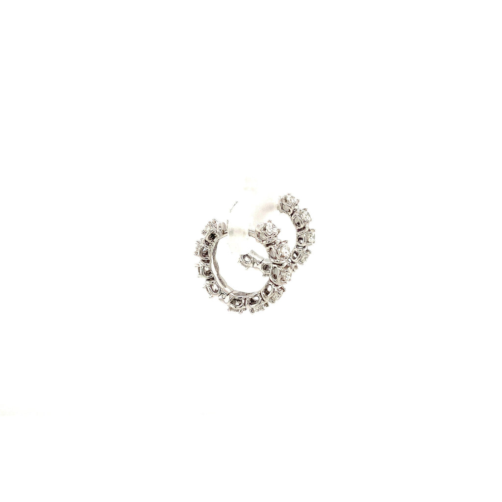 A Link Collection Classic Small Diamond Hoop Earring set in 18K White Gold