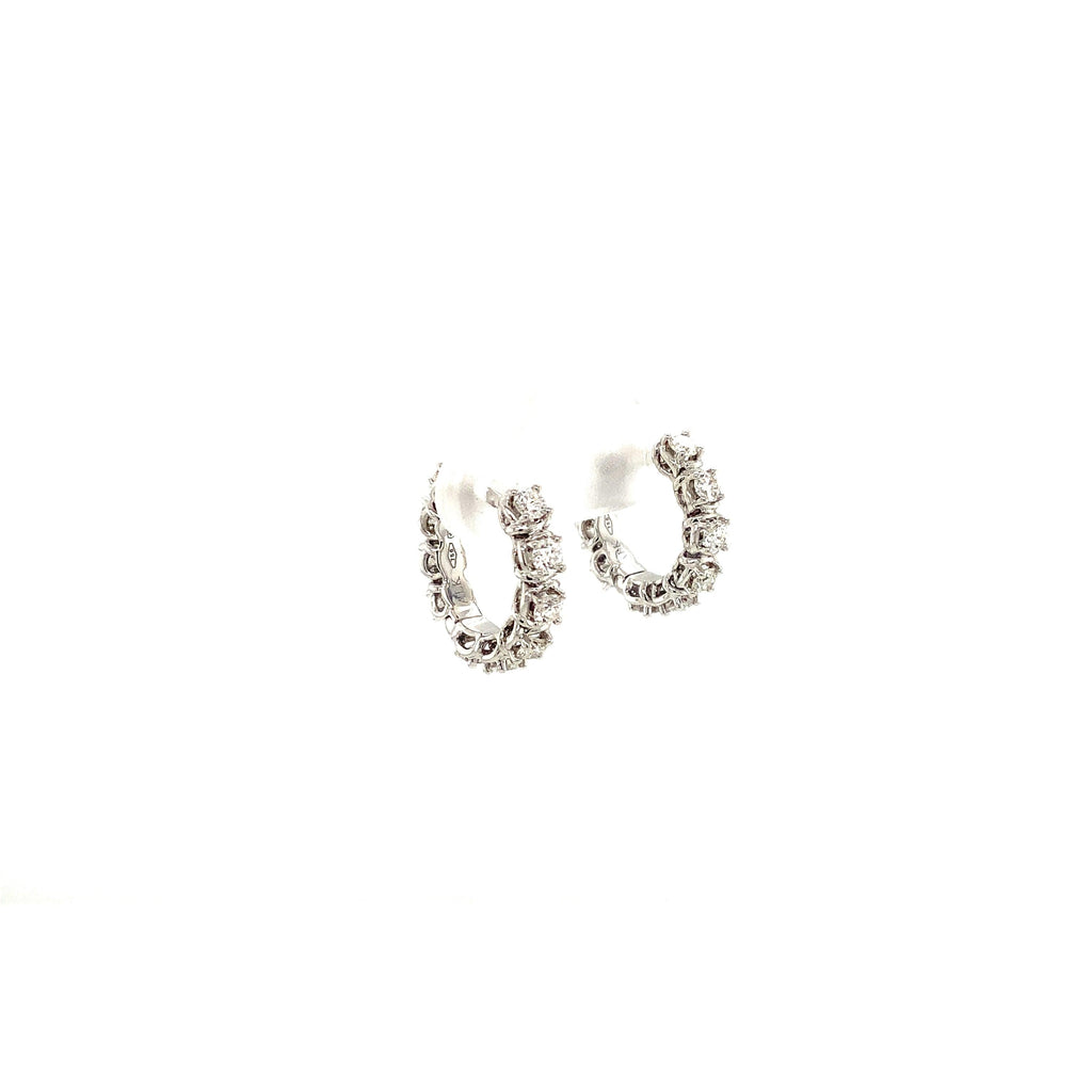 A Link Collection Classic Small Diamond Hoop Earring set in 18K White Gold
