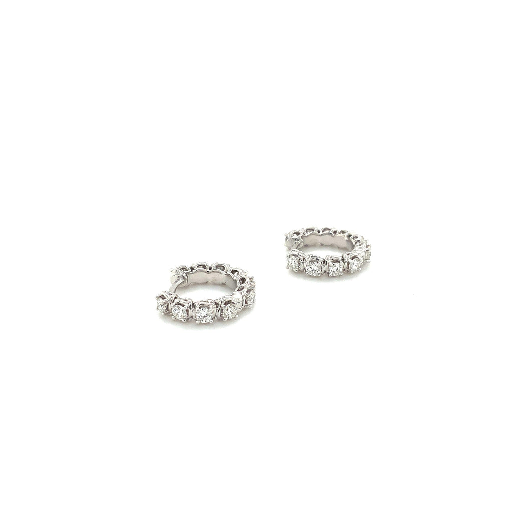 A Link Collection Classic Small Diamond Hoop Earring set in 18K White Gold