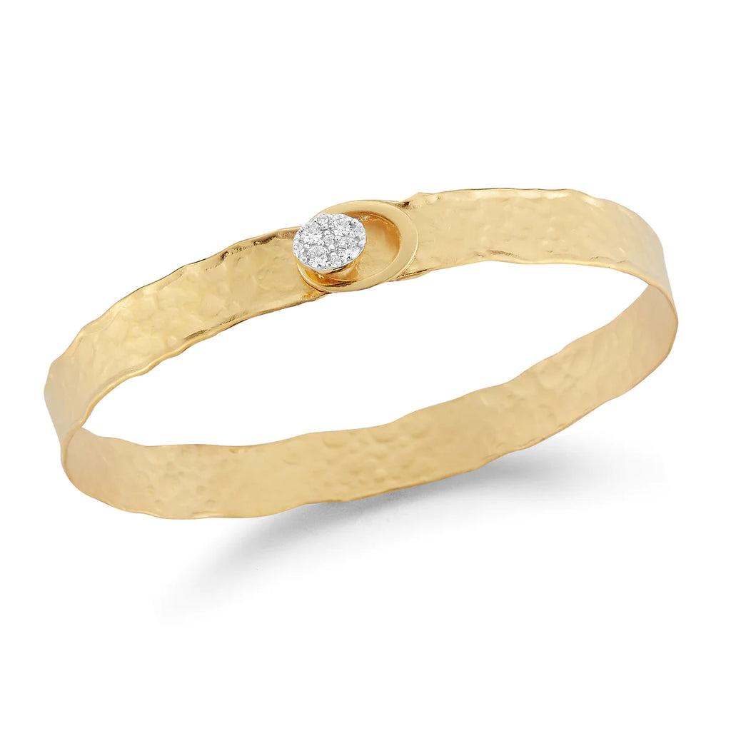 I. Reiss Oval Button Cuff Diamond Bracelet Matte finish 14K Yellow Gold - Image 1 of 7