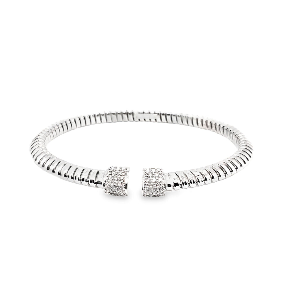 Afarin Collection Tubogas Diamond Cuff Bangle Bracelet in 18K  White Gold - Image 6 of 7