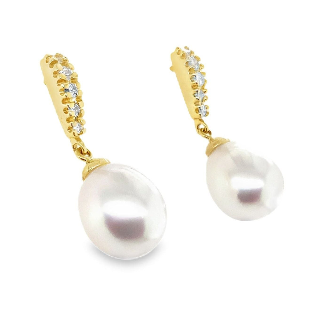 ASBA Collection South Sea Pearl And Diamond Earring set in 14K Yellow Gold - Image 7 of 8