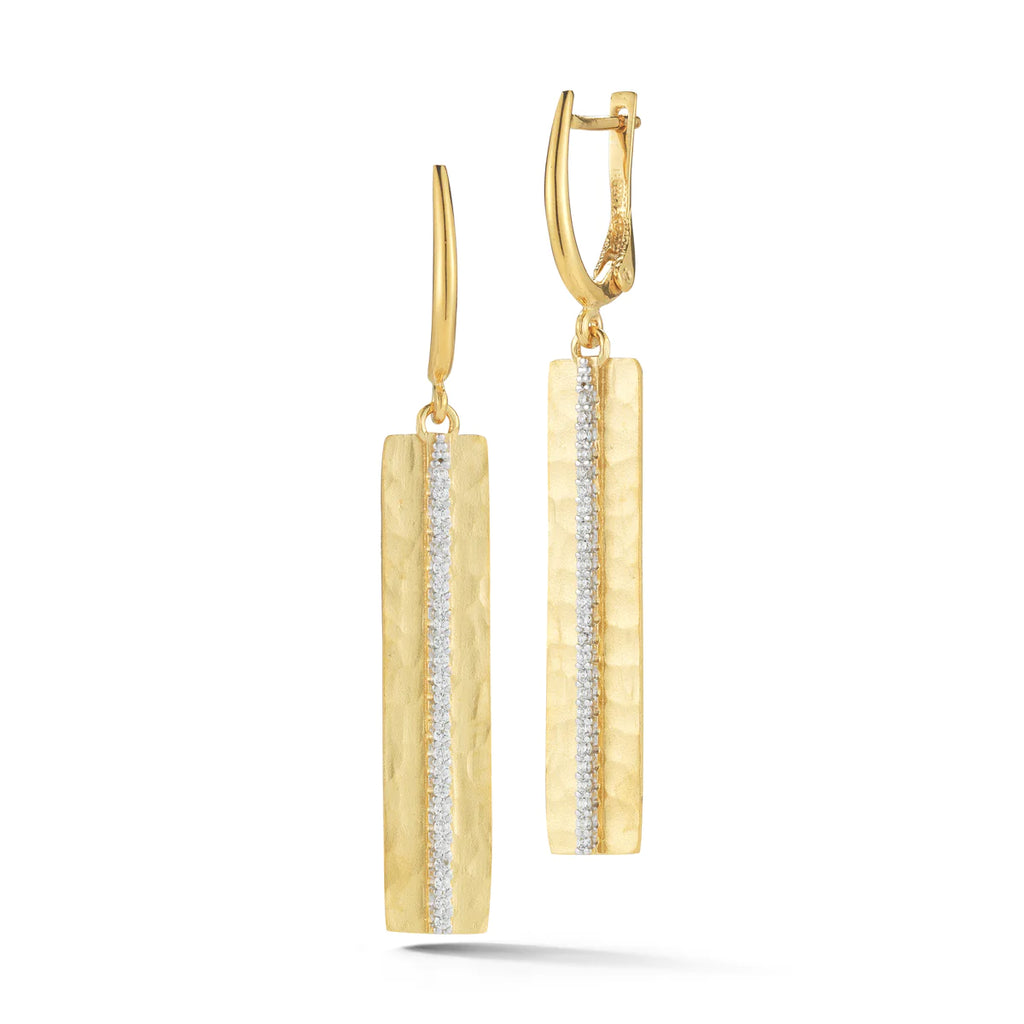 I. Reiss Matte And Hammer-Finished Dog Tag Earrings Accented With Round Brilliant Cut Diamonds - Image 1 of 6