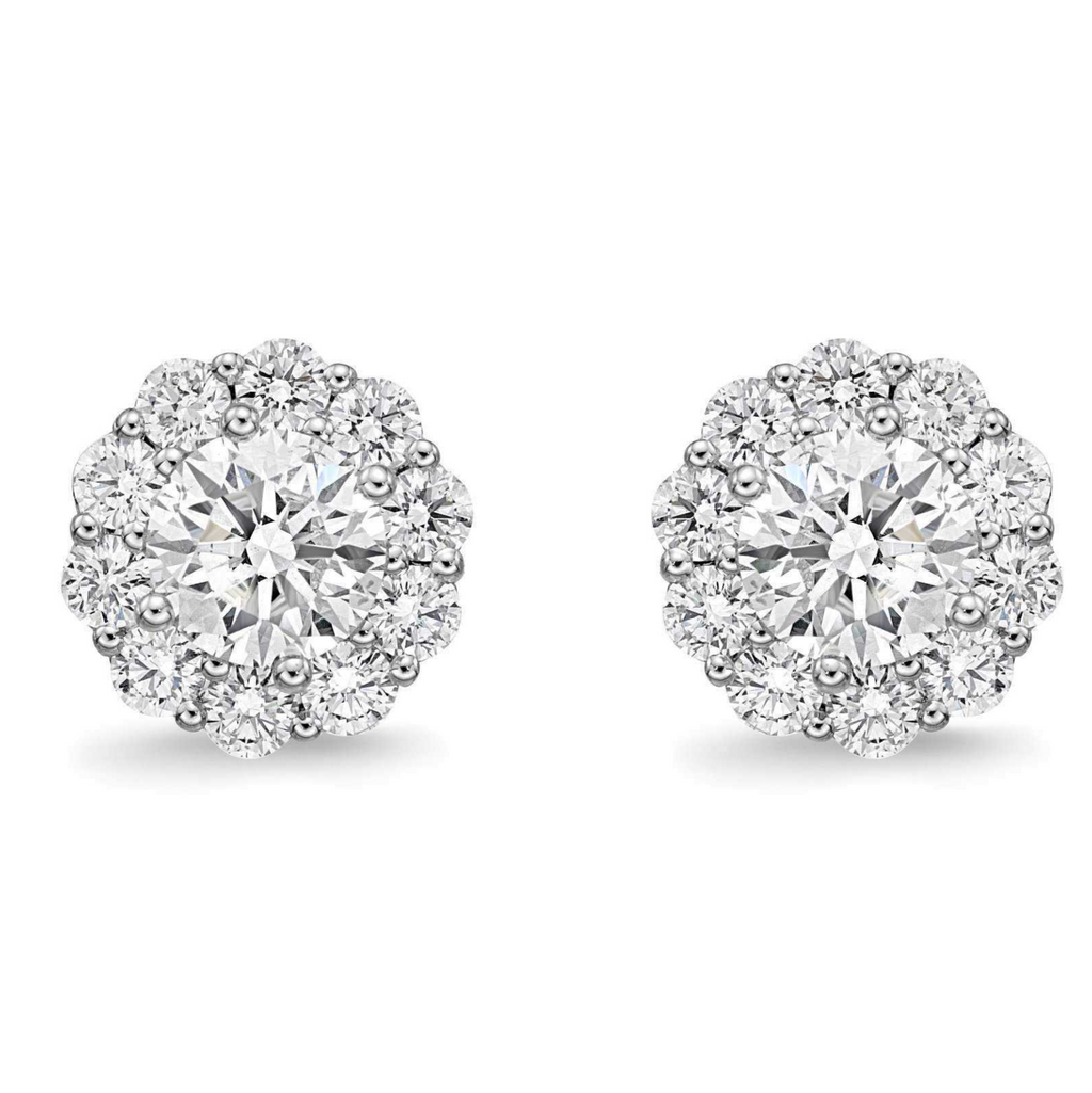 Memoire Blossom Collection Diamond Stud Earrings 1.52 ctw 18K White Gold - Image 5 of 7