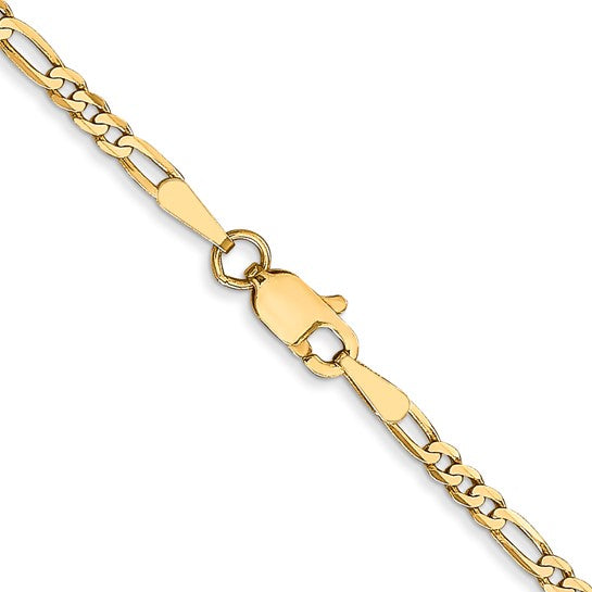 Flat Figaro Men's Bracelet 14K 8.25" inch 8.6mm with Lobster Clasp Chain - Image 2 of 2