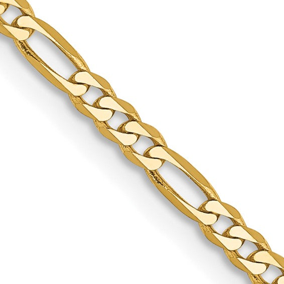 Flat Figaro Men's Bracelet 14K 8.25" inch 8.6mm with Lobster Clasp Chain - Image 1 of 2