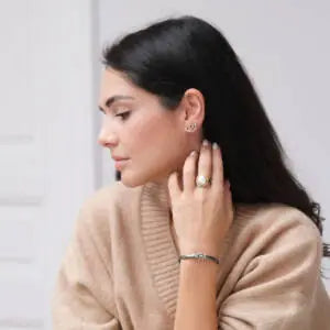 Lika Behar Collection Fusion Bangle 5 Round Brilliant White Sapphires Equal 0.33 ctw 24K Gold and Oxidized Si - Image 2 of 2