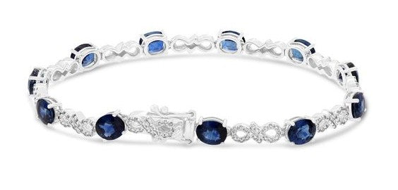 Roman+Jules Infinty Sapphaire and Diamond Bracelet set in 14K White Gold - Image 2 of 2