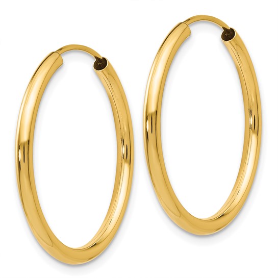 Polished Round Endless Tube Hoop Earrings in 14K Yellow Gold - Image 3 of 4