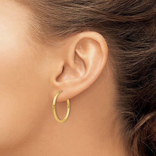 Polished Round Endless Tube Hoop Earrings in 14K Yellow Gold - Image 2 of 4