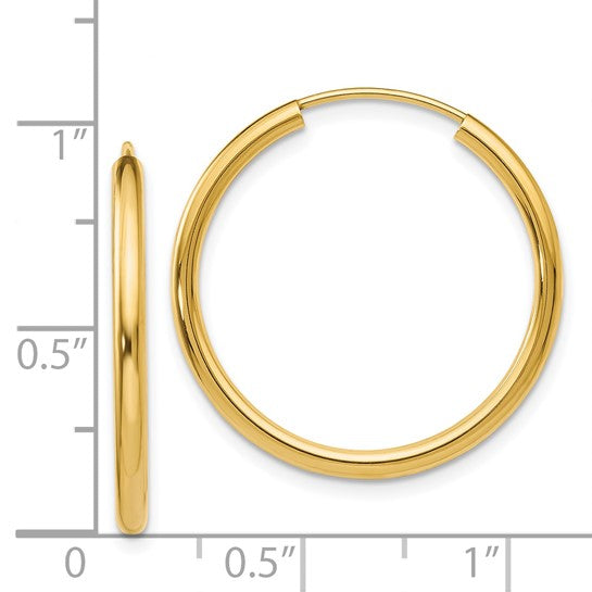 Polished Round Endless Tube Hoop Earrings in 14K Yellow Gold - Image 4 of 4