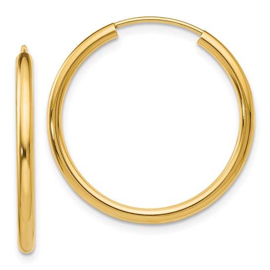 Polished Round Endless Tube Hoop Earrings in 14K Yellow Gold - Image 1 of 4