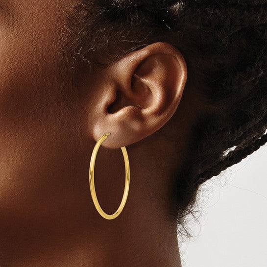 Polished Round Endless Tube Hoop Earrings in 14K Yellow Gold - Image 4 of 4