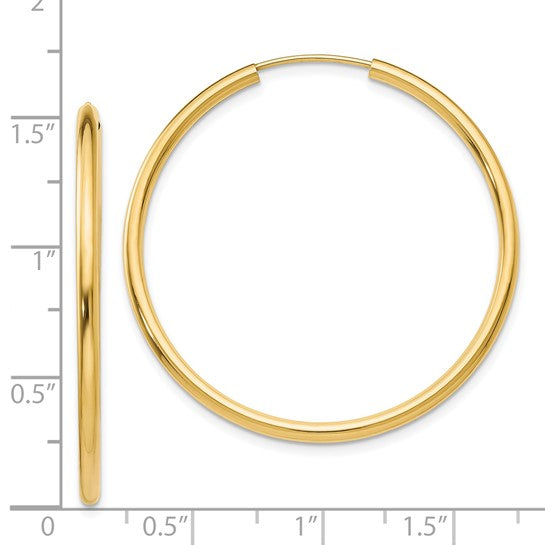 Polished Round Endless Tube Hoop Earrings in 14K Yellow Gold - Image 3 of 4