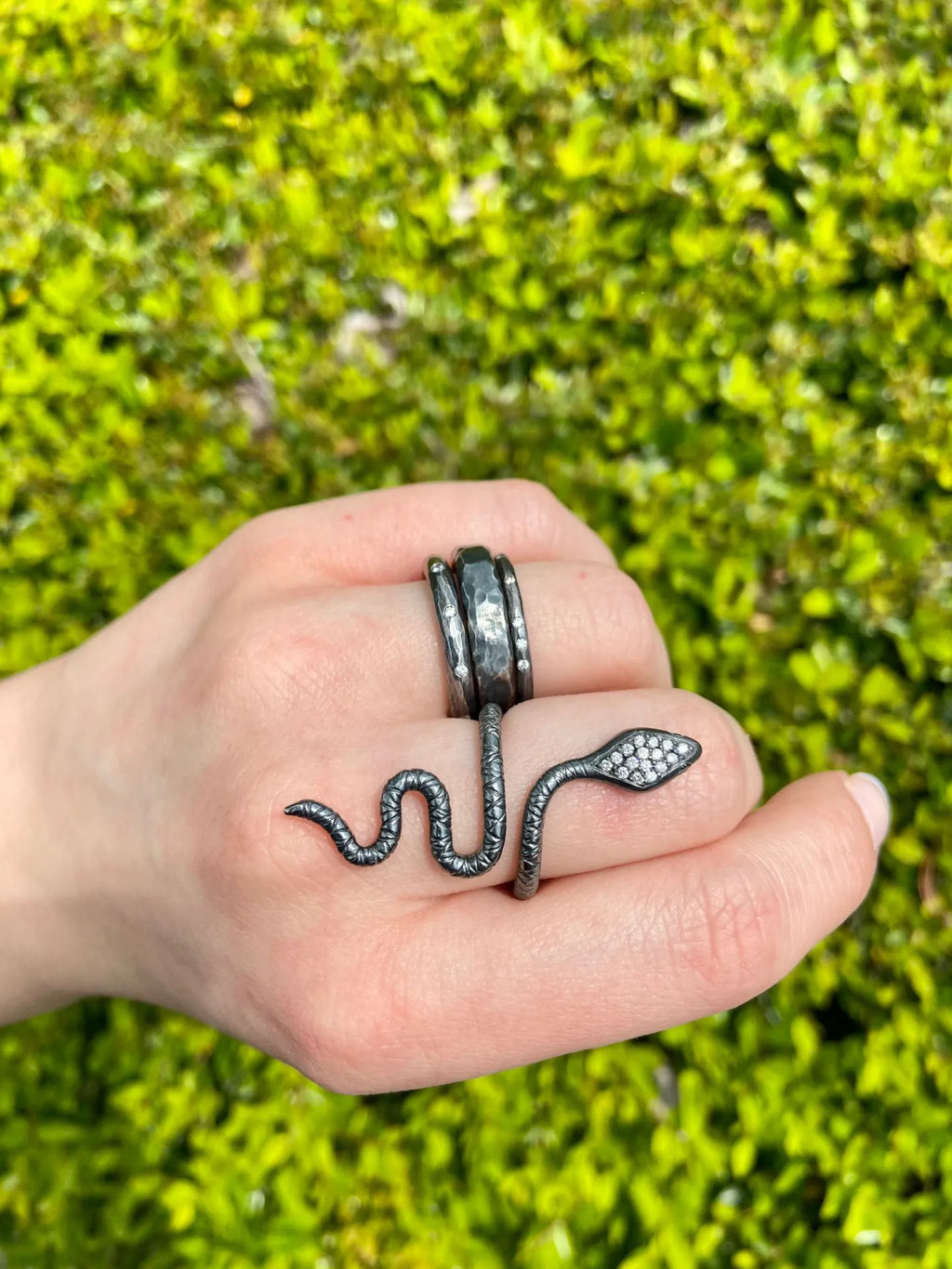 Lika Behar Yin and Yang Oxidized Sterling Silver and Diamond Band - Image 7 of 7