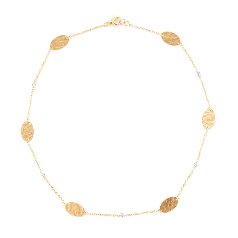 I. Reiss Matte And Hammer-Finished 18 Gold-By-The-Yard Oval Motif Necklace - Image 1 of 5