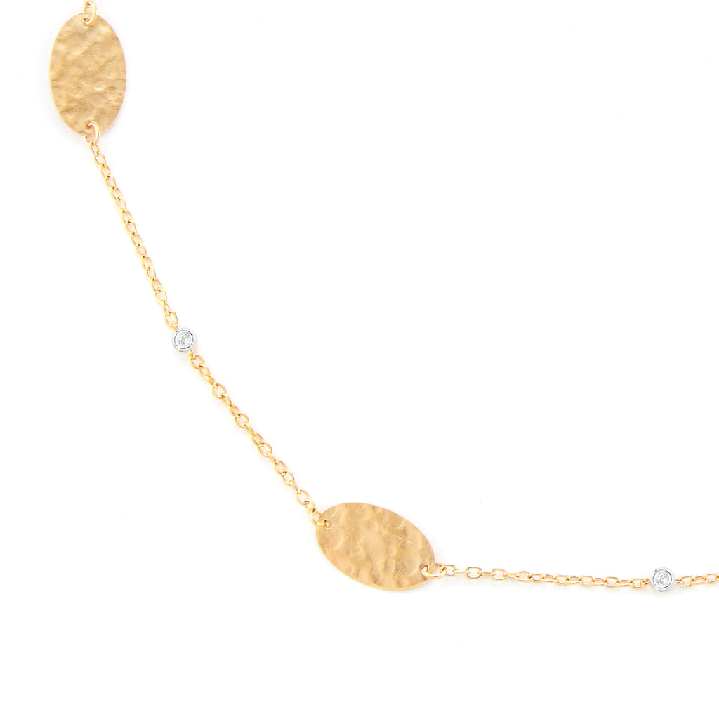 I. Reiss Matte And Hammer-Finished 18 Gold-By-The-Yard Oval Motif Necklace - Image 2 of 5