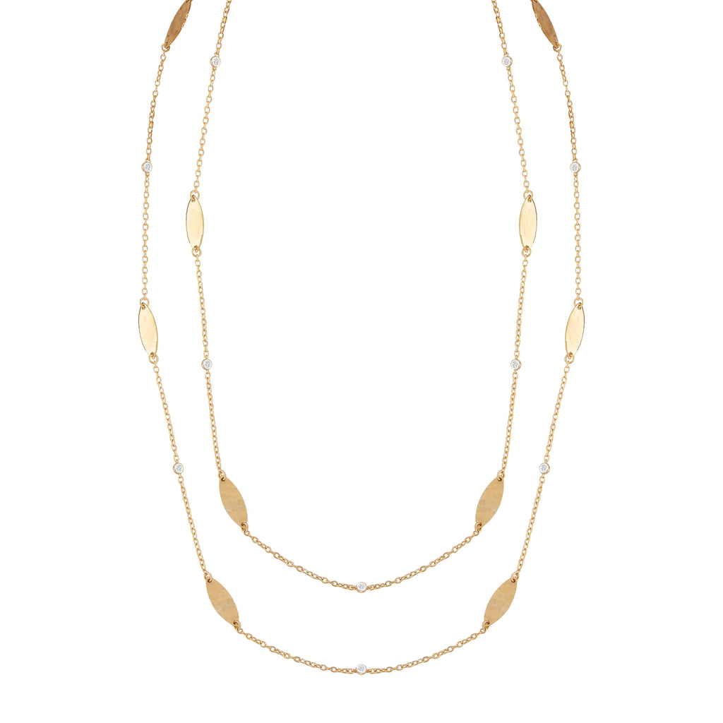 I. Reiss Matte And Hammer-Finished 36 Wrap-Around Marquise Gold-By-The-Yard Necklace - Image 1 of 4