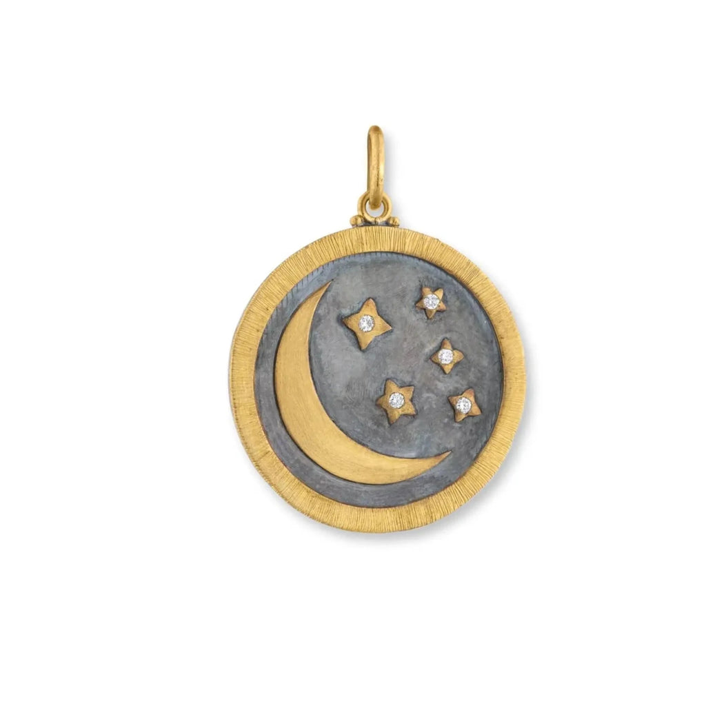 Lika BeharTreasures and Talismans, Yin and Yang MEDALLION Collection with Diamond in 24K Gold and Oxidized Si - Image 6 of 7