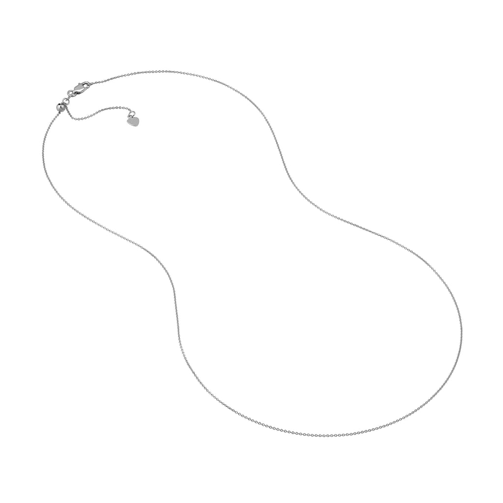 Adjustable Cable Chain Necklace in 14K White Gold - Image 2 of 2