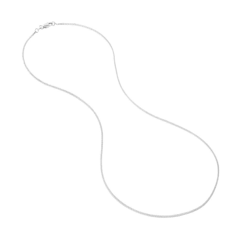 Diamond Cut Square Wheat Chain with Lobster Clasp in 14K White Gold - Image 3 of 5