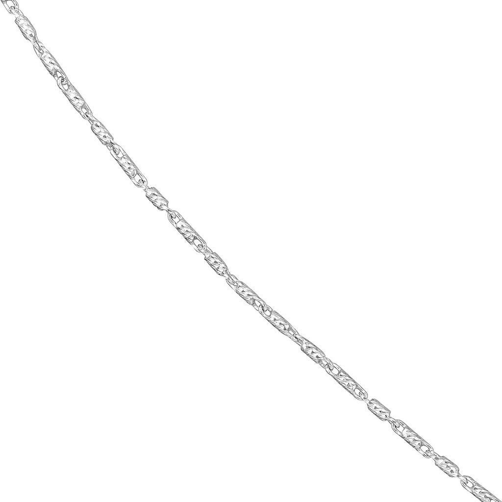 Lumacina 0.95mm Diamond Cut Tube Bead 14K White Gold Chain with Lobster Lock 18" - Image 3 of 4