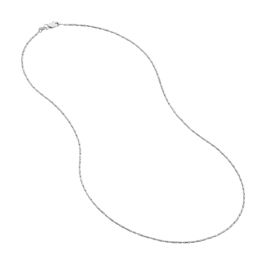 Lumacina 0.95mm Diamond Cut Tube Bead 14K White Gold Chain with Lobster Lock 18" - Image 1 of 4